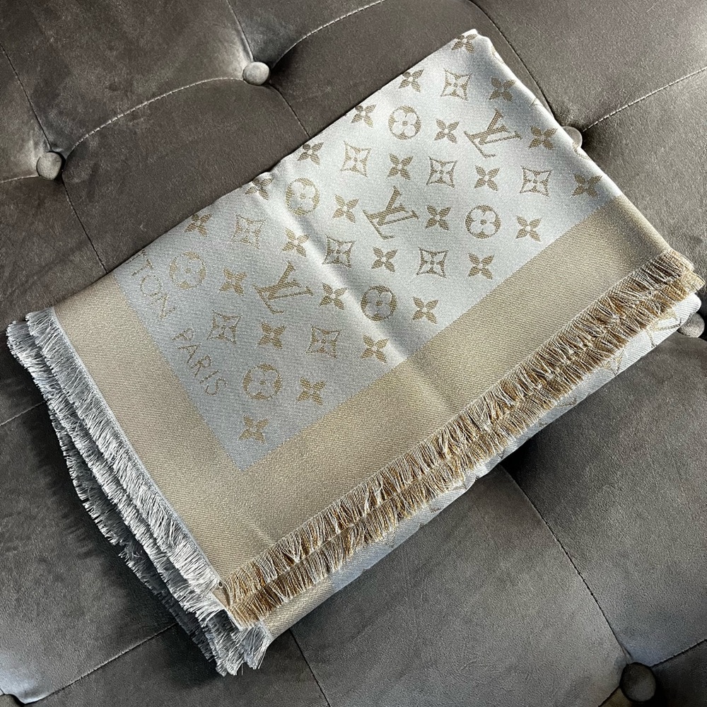 Authentic LV Shine Greige Shawl
